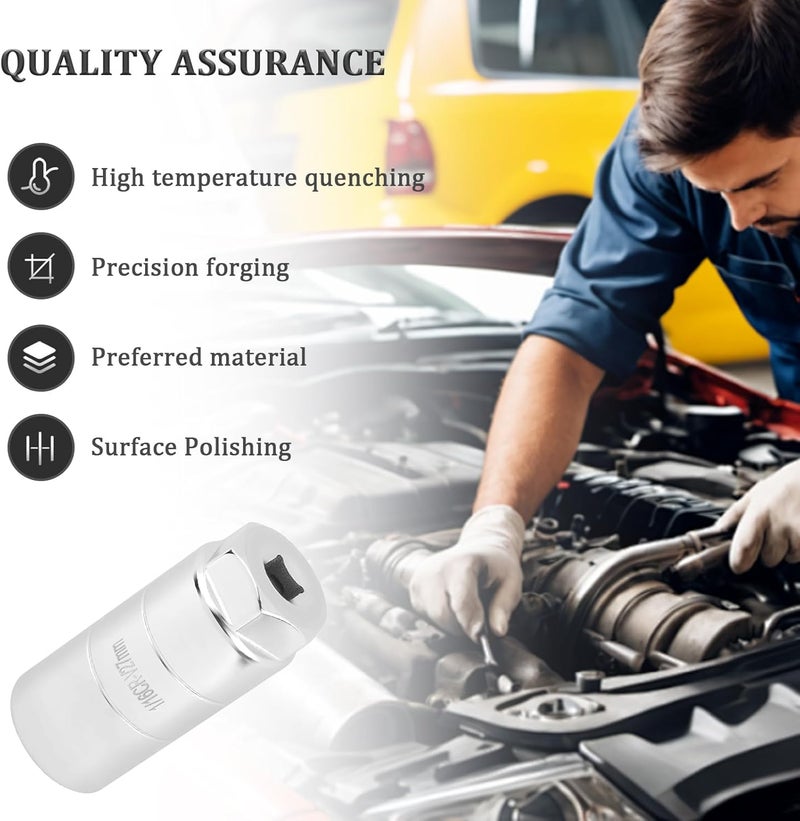 vvag Oil Pressure Sensor Socket,1 1/16 Socket Switch Fits 3/8" Drive 1-1/8" Hex Wrench,Universal Oil Pressure Switch Sockets,Professional Car Tools for Quick Removing Installing Oil-Sending Unit (Silver) - Image 4
